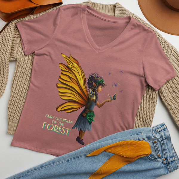 Fairy Guardian of the Forest - Women’s relaxed v-neck t-shirt