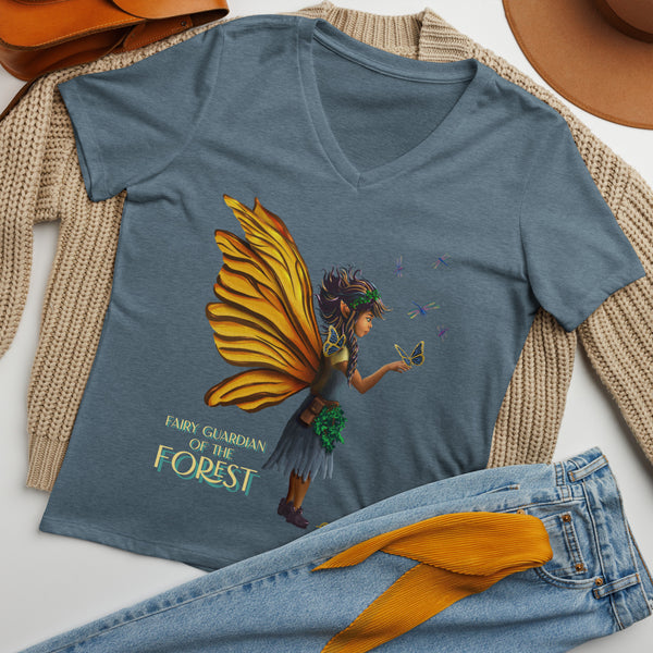 Fairy Guardian of the Forest - Women’s relaxed v-neck t-shirt