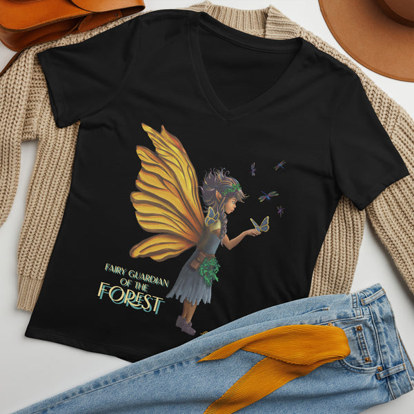 Fairy Guardian of the Forest - Women’s relaxed v-neck t-shirt